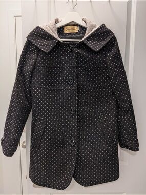 Women Wool blend Dotted Hooded Coat